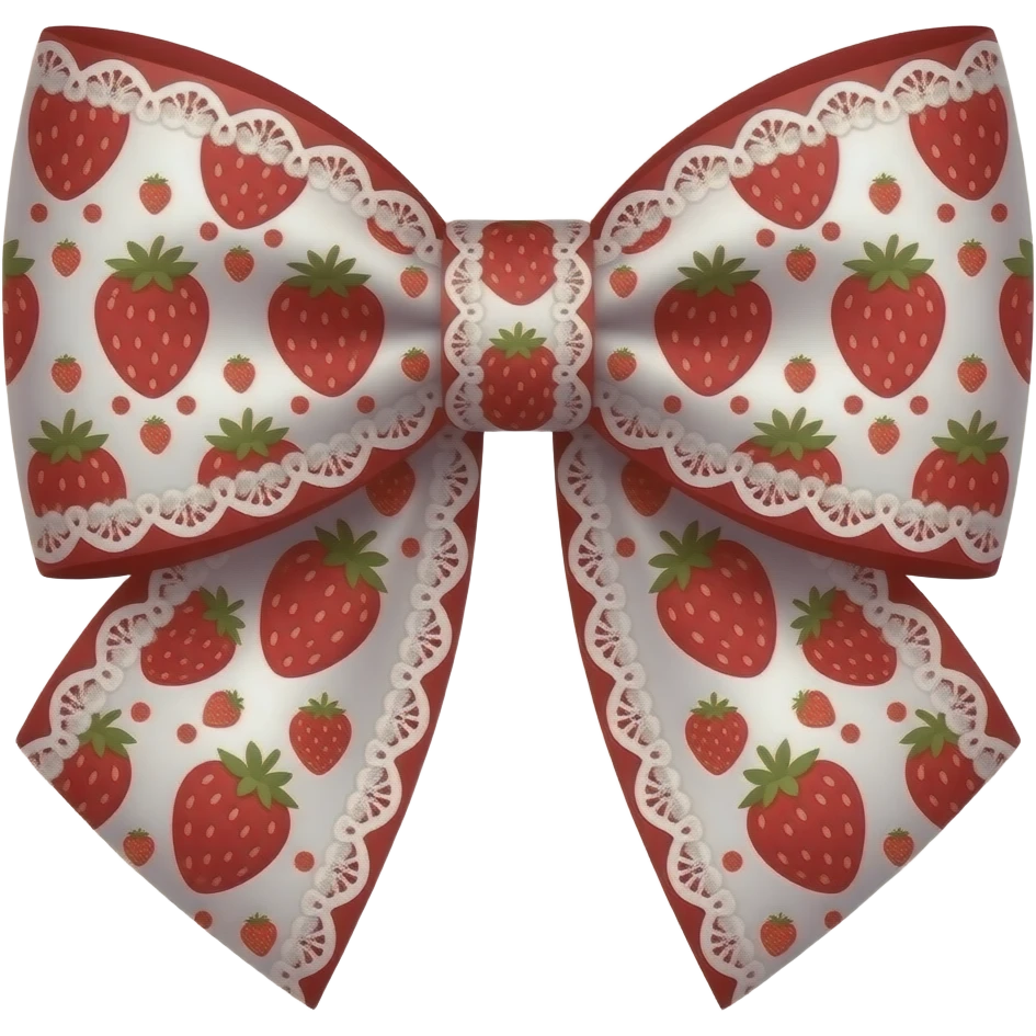 red and white with strawberry rococo style pattern on bow lace coquette bow emoji