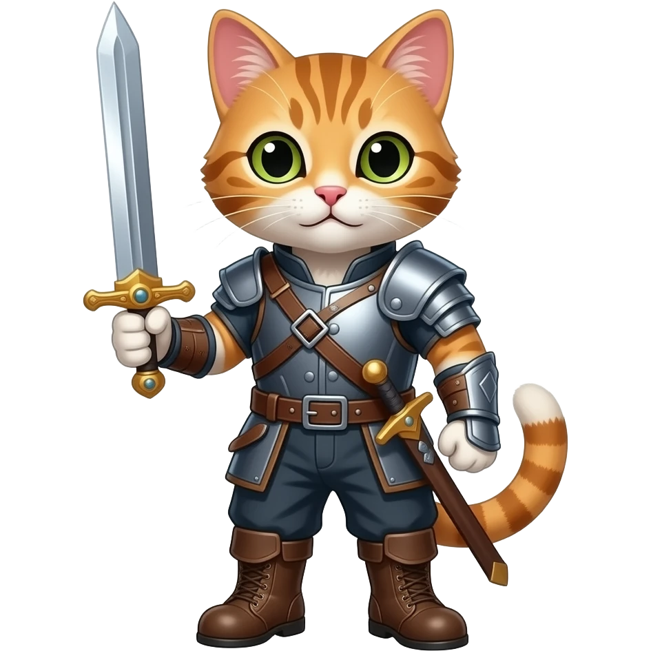 Un gato con botas y una espada emoji