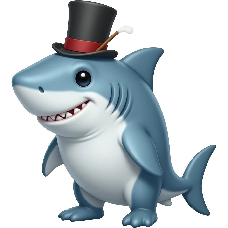 Shark with a top hat emoji