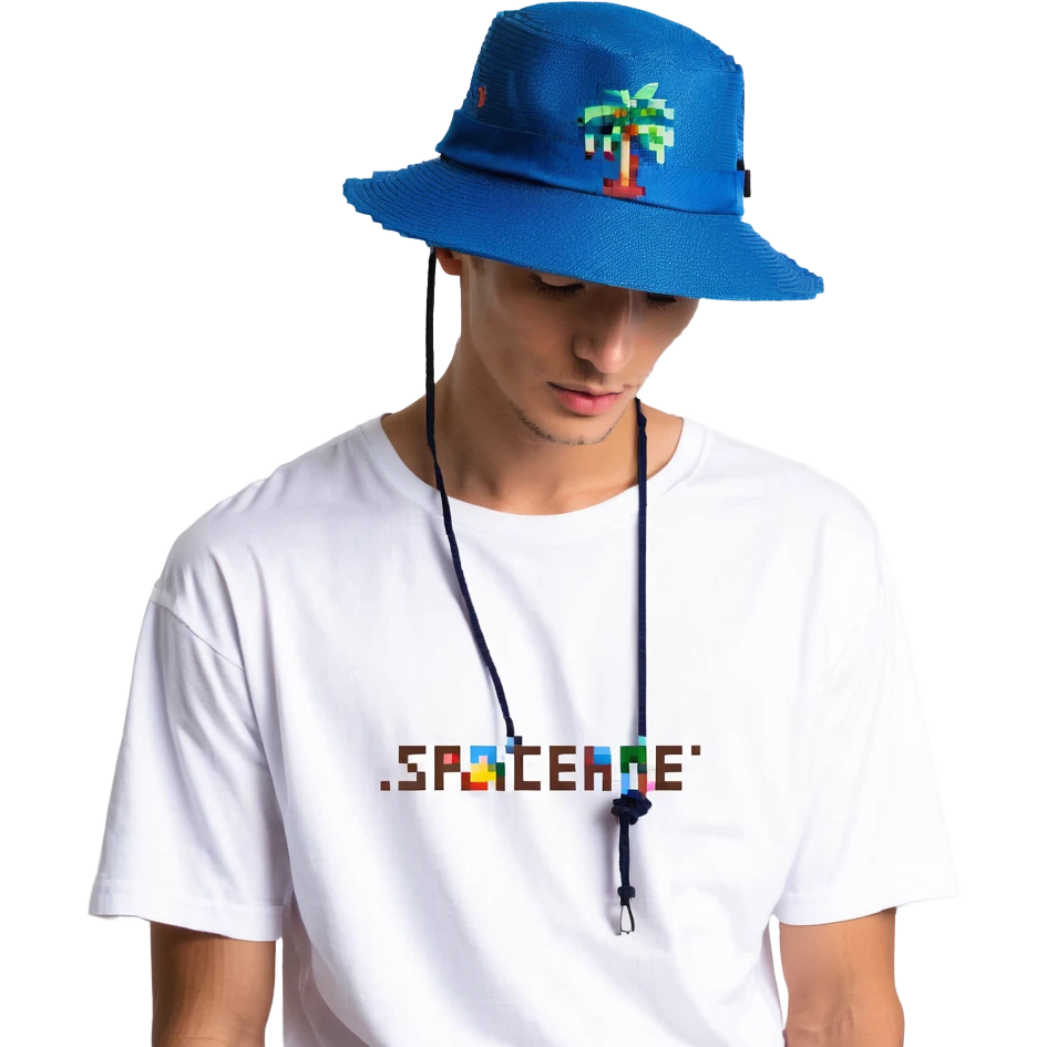 Синяя спортивная панамка со шнурком и надписью SPACEME, no background emoji