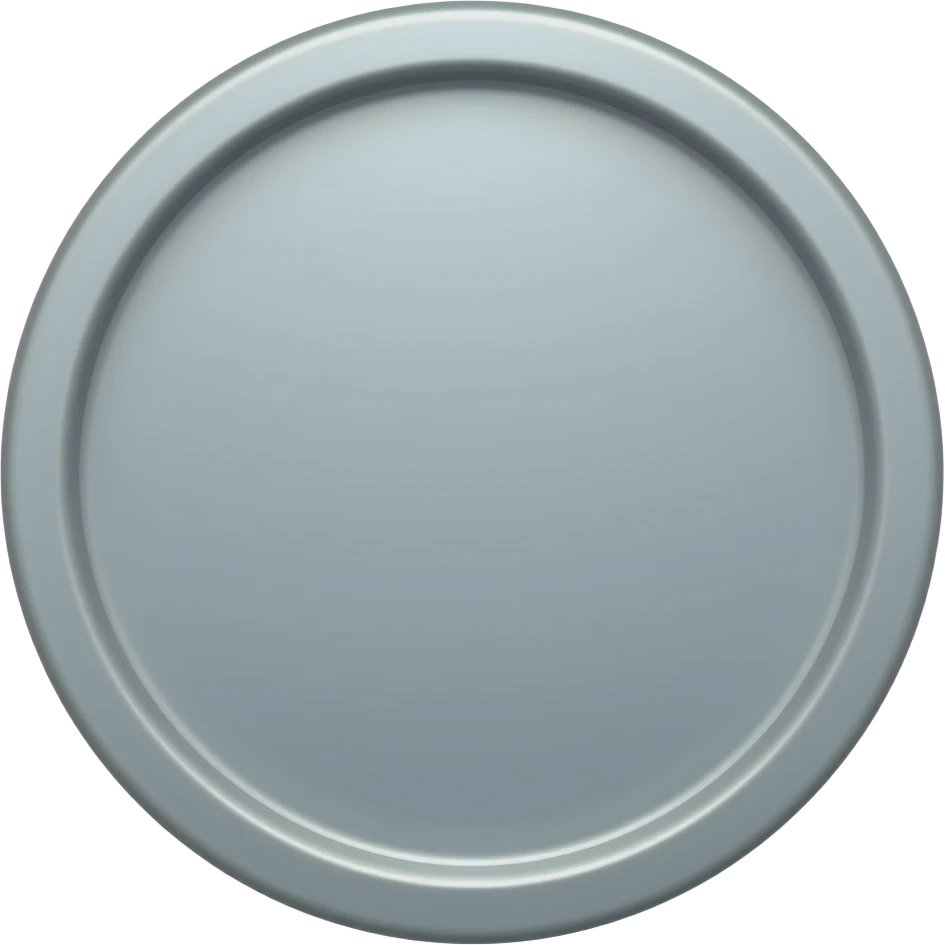 3d blank silver Coin casual game icon half turned emoji