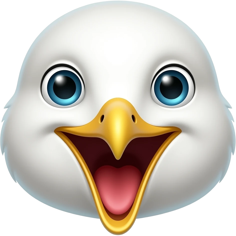 screaming seagull face front emoji
