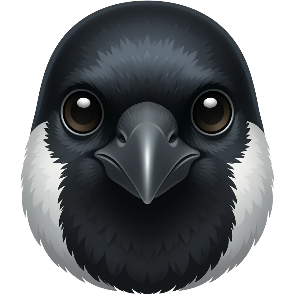 A cyborg magpie head emoji