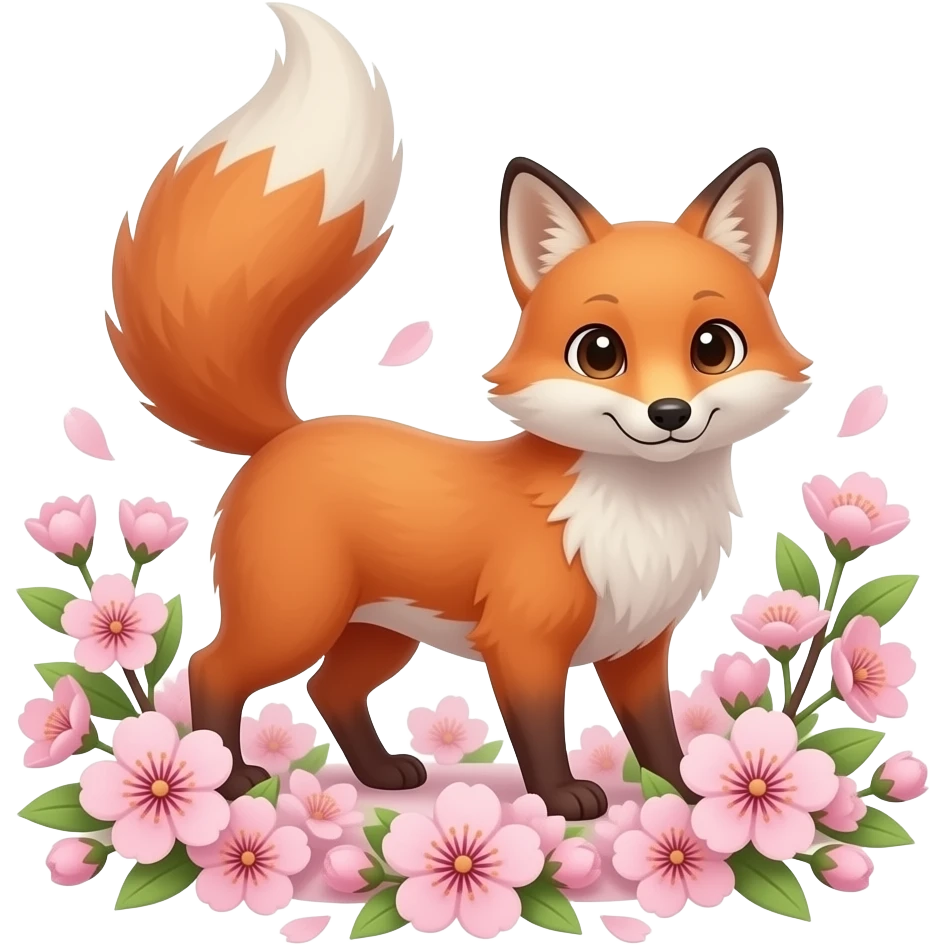 fox with Cherry Blossom emoji