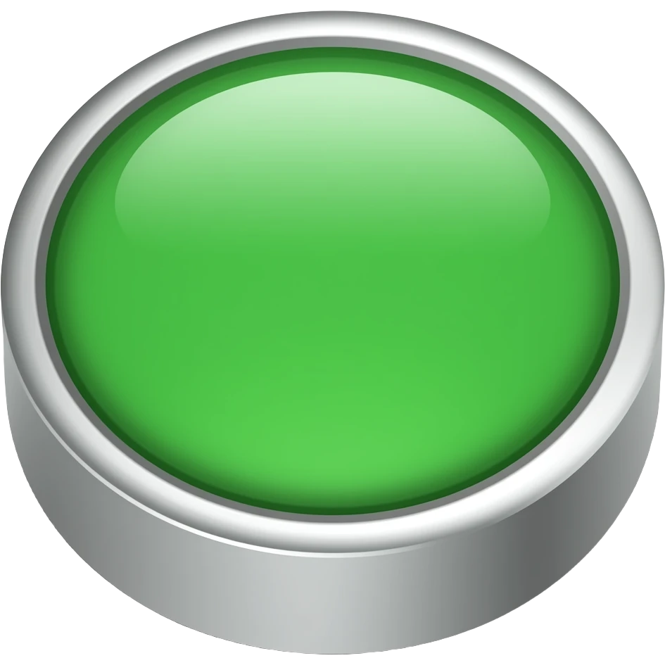 isometric with a large green button with a silver frame emoji