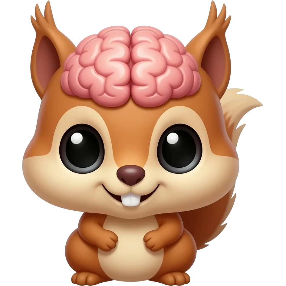 Girl squirrel with big brain emoji