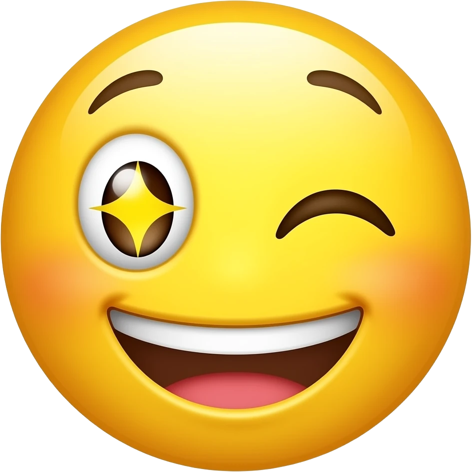눈을 글썽이면서 웃는 얼굴 윙크를 하지말고 반짝반짝한 눈 emoji