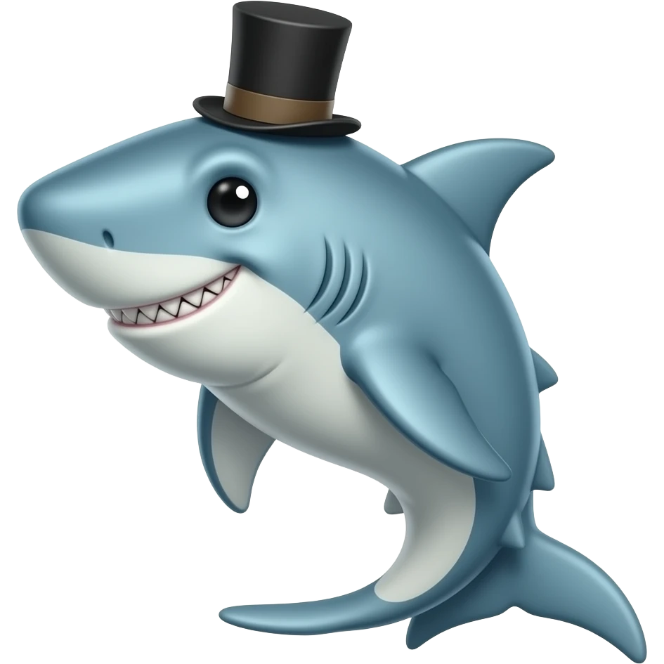 Shark with a top hat emoji