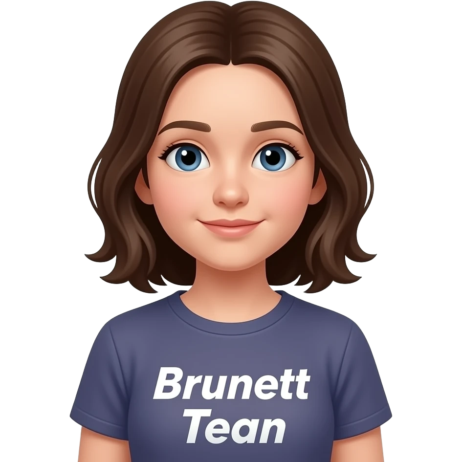 Ragazza di 12 anni che ha una maglietta con la scritta Brunett Tean emoji