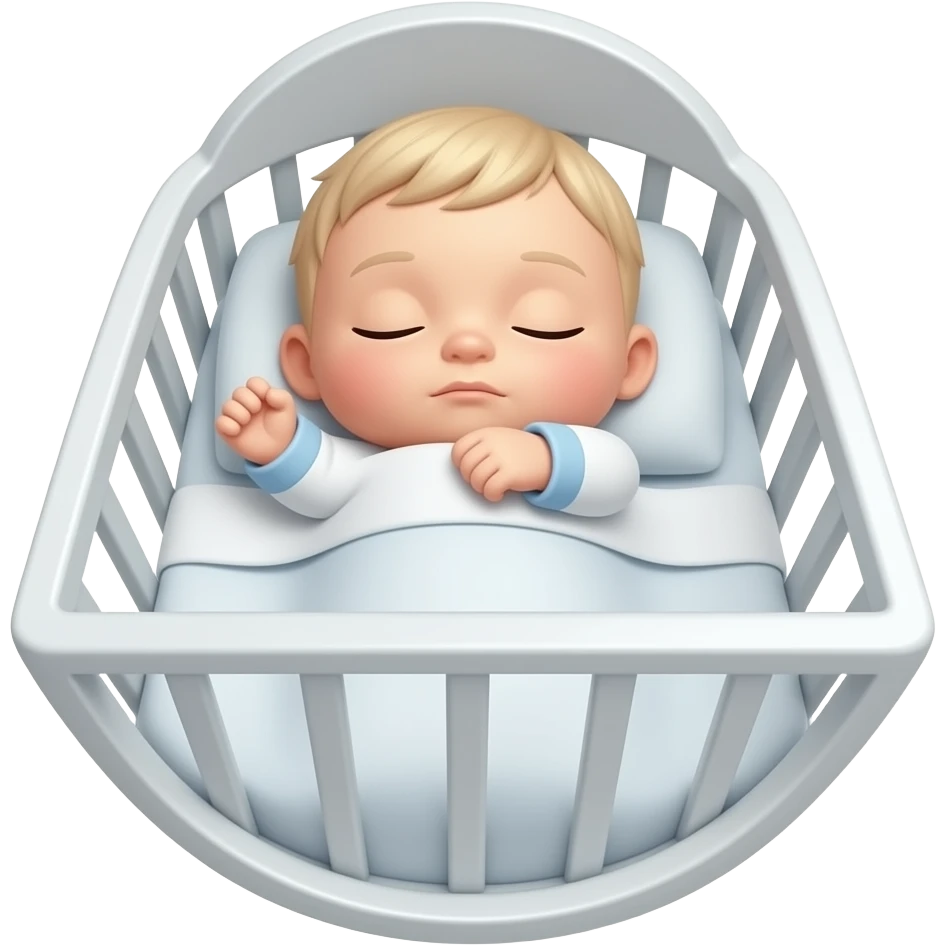 Una bebé con su pijama durmiendo en su cuna emoji