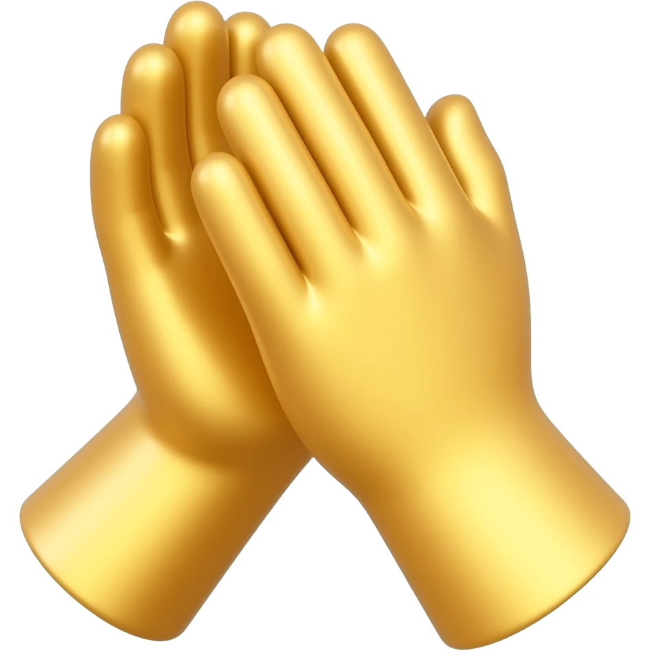 3d clap emoji. golden hands. very active. exactly like the clap emoji shape is emoji