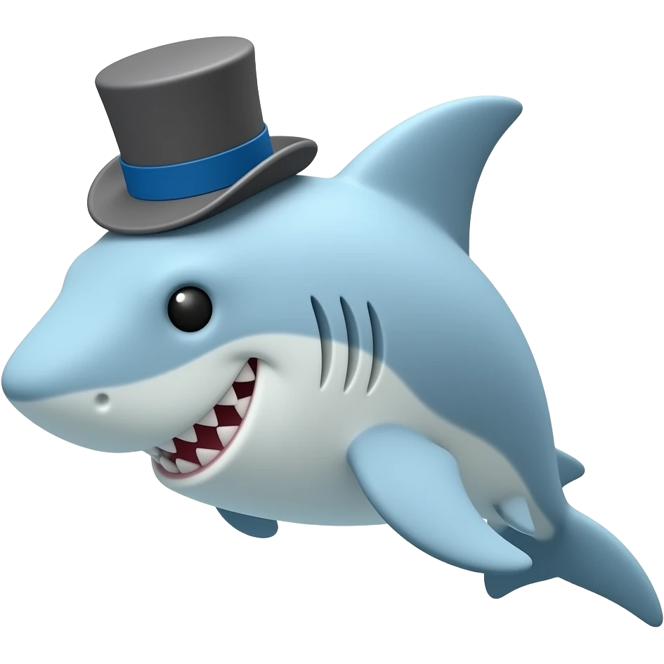 Shark with a top hat emoji