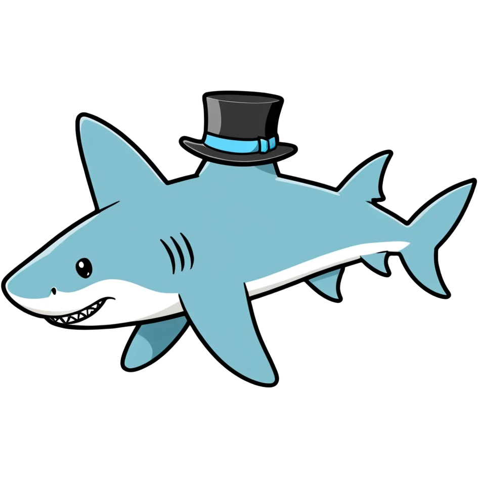 Shark with a top hat emoji