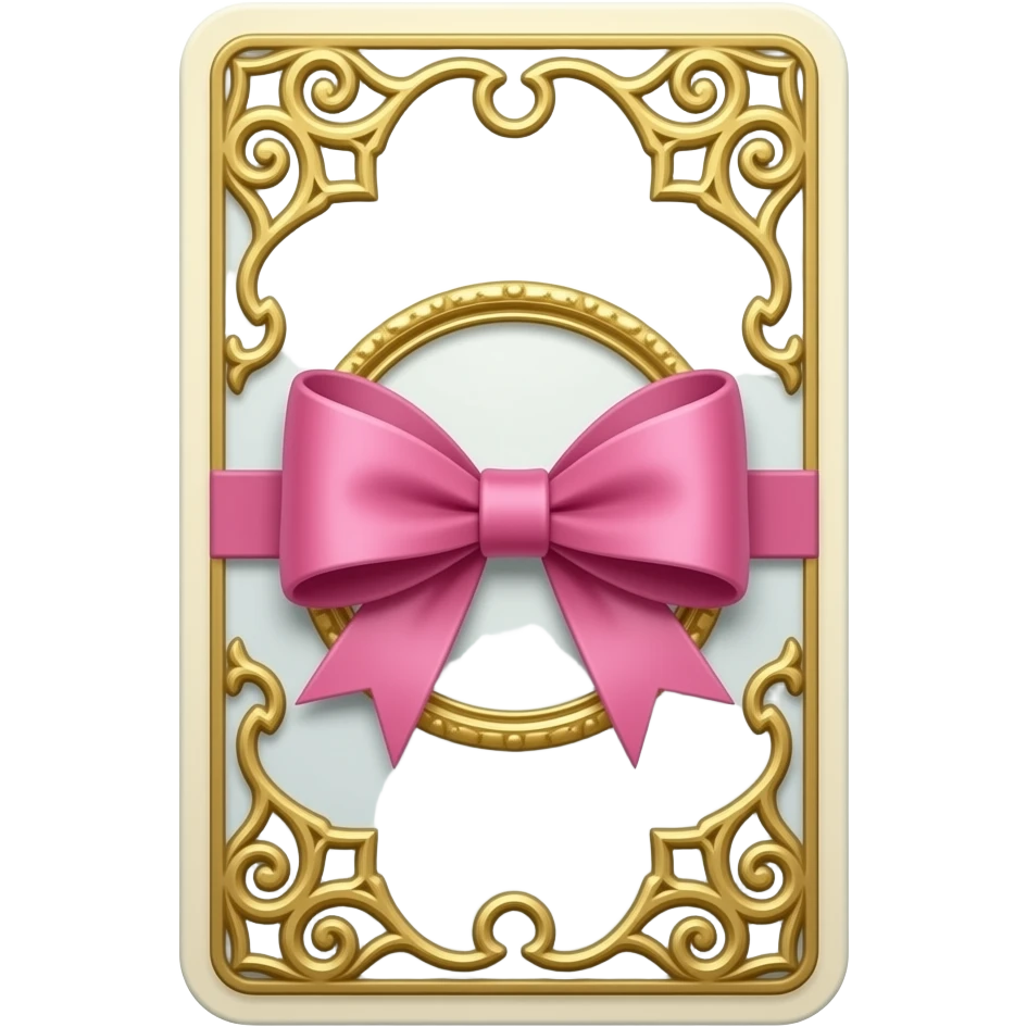 tarot card with pink bow and beautiful golden embellishment emoji
