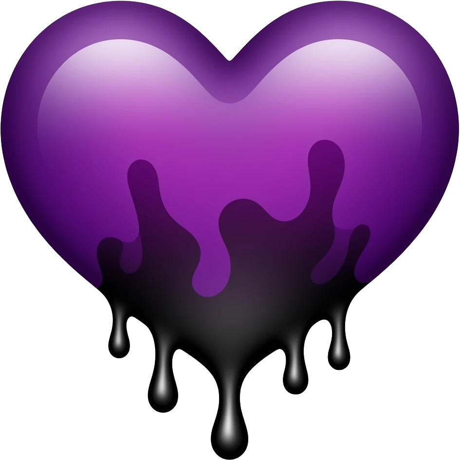 dripping bleeding purple heart glowing purple black warmth emoji