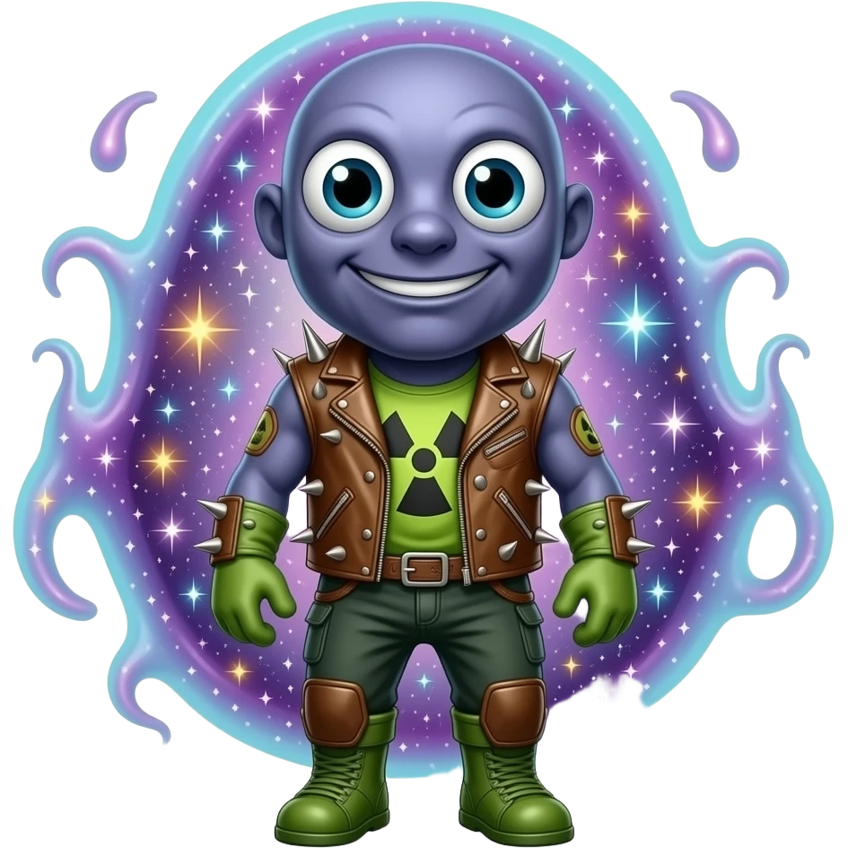 Full-body mascot of a floating cosmic nebula entity with swirling ...