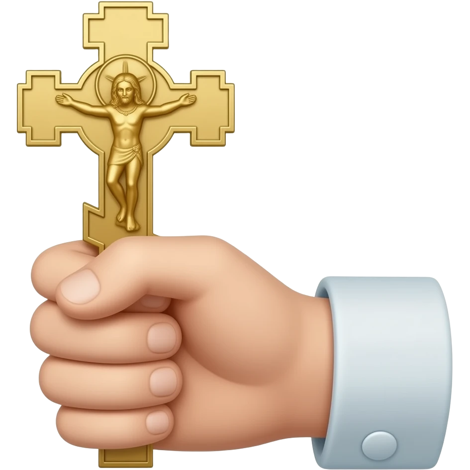 Hand holding Greek Orthodox cross emoji