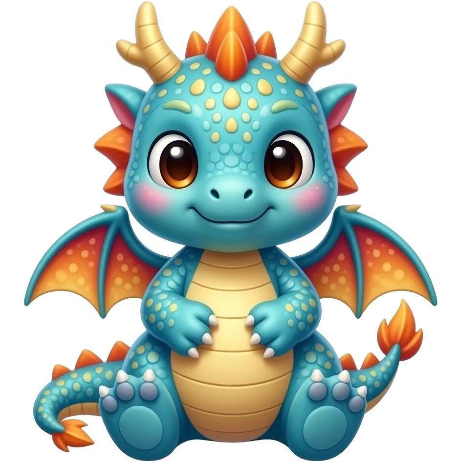 Create a super cute stuffed colorful Animal which Looks Like a Dragon emoji