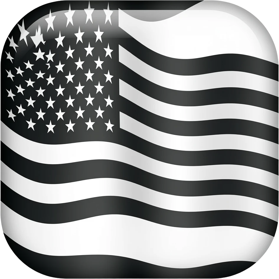 American flag with black and white emoji