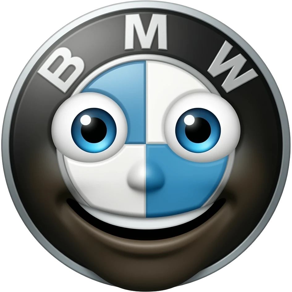 Smiley emoji with BMW logo as eyeballs emoji