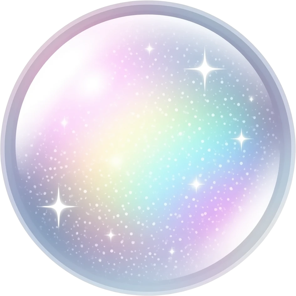 Pastel sparkly glittery iridescent rainbow transparent nebula ball sphere orb emoji