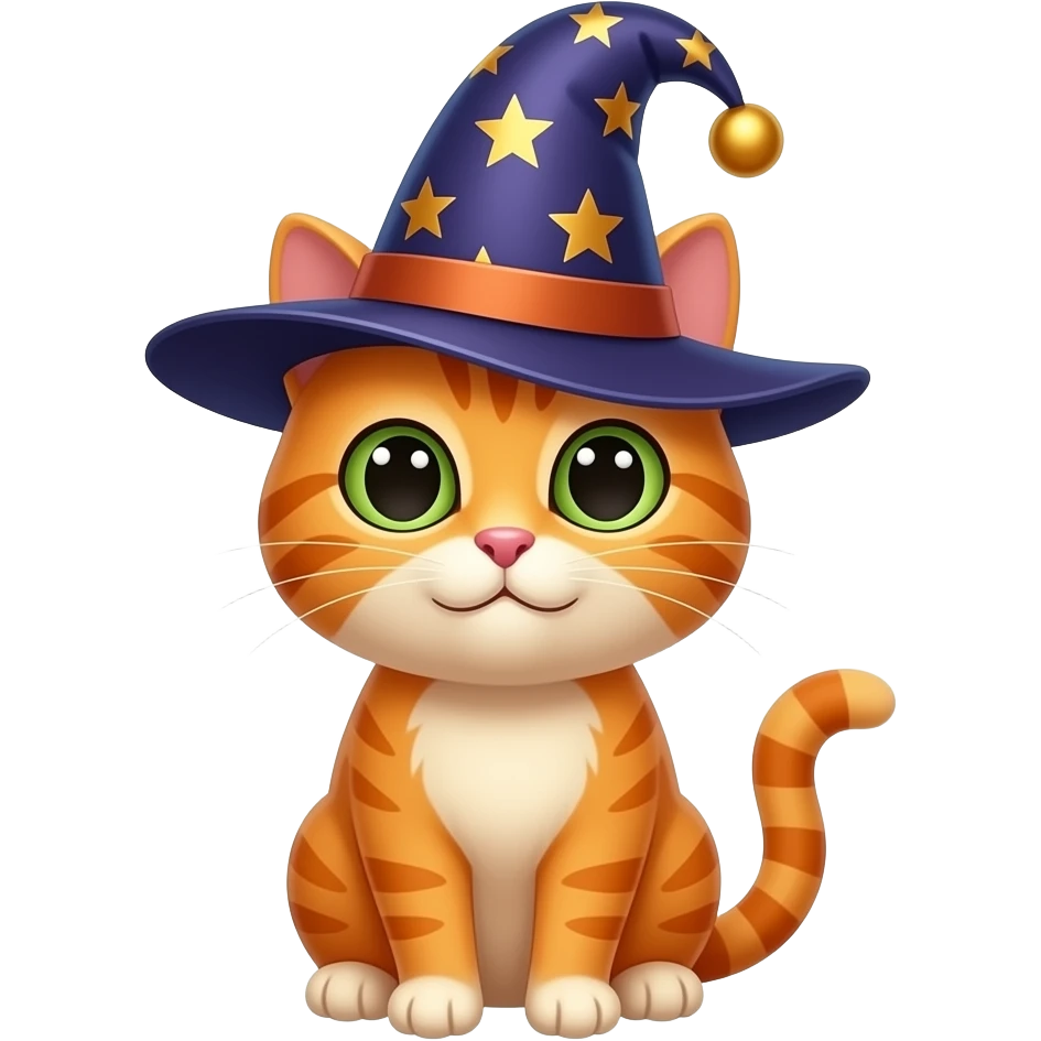 orange Cat wearing magic hat, upper body emoji