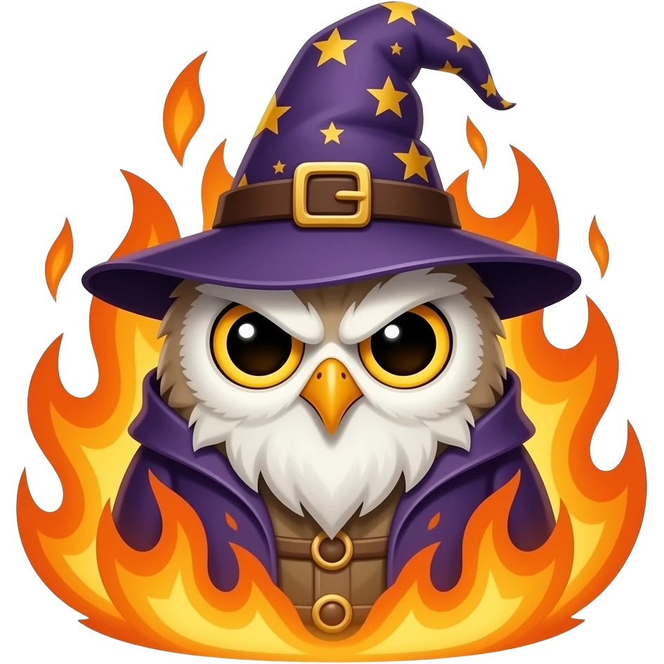 owl wizard angry fire emoji