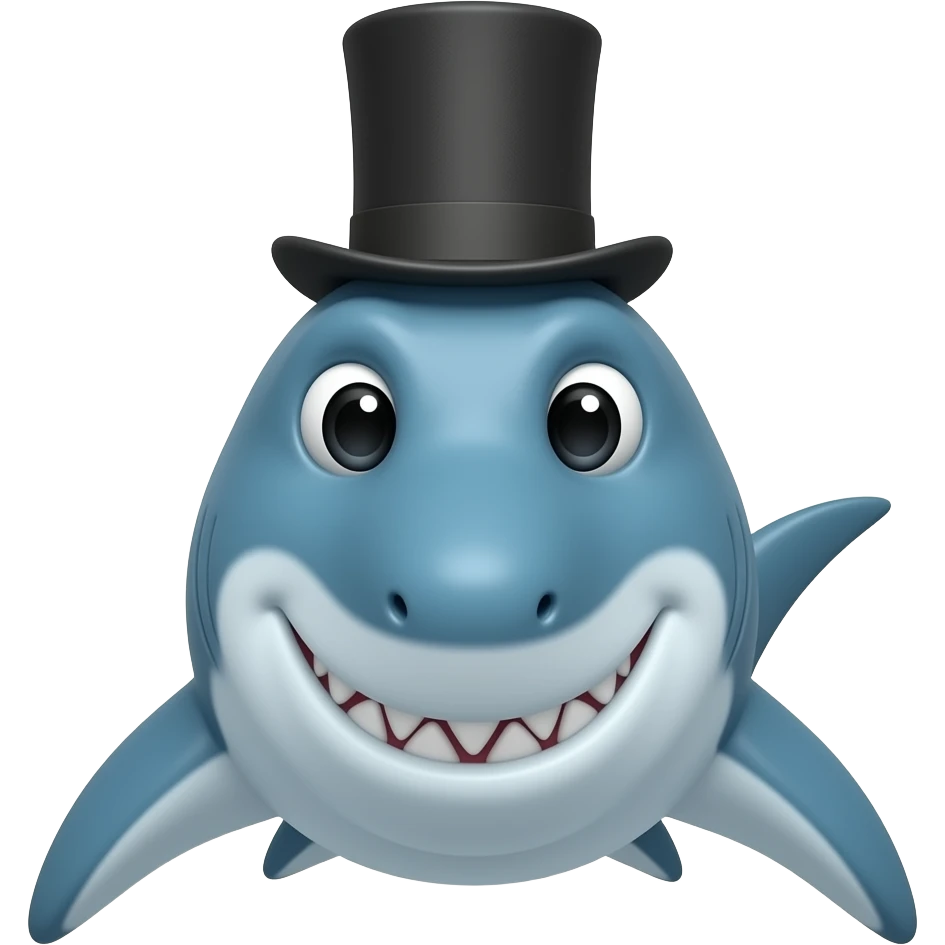 Shark with a top hat emoji