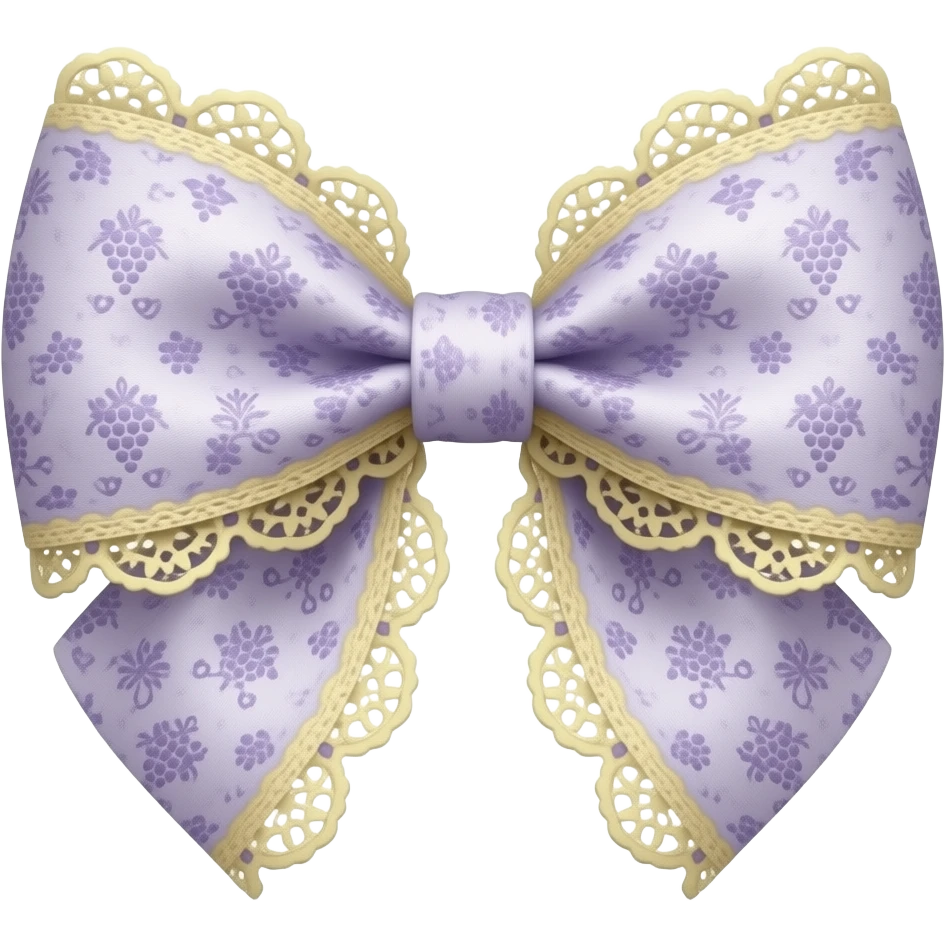 light purple and ligth yellow with grape rococo pattern on bow lace coquette bow emoji