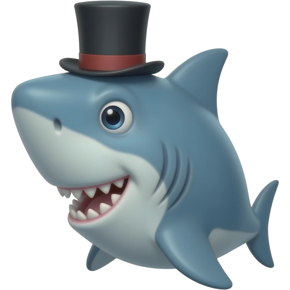 Shark with a top hat emoji