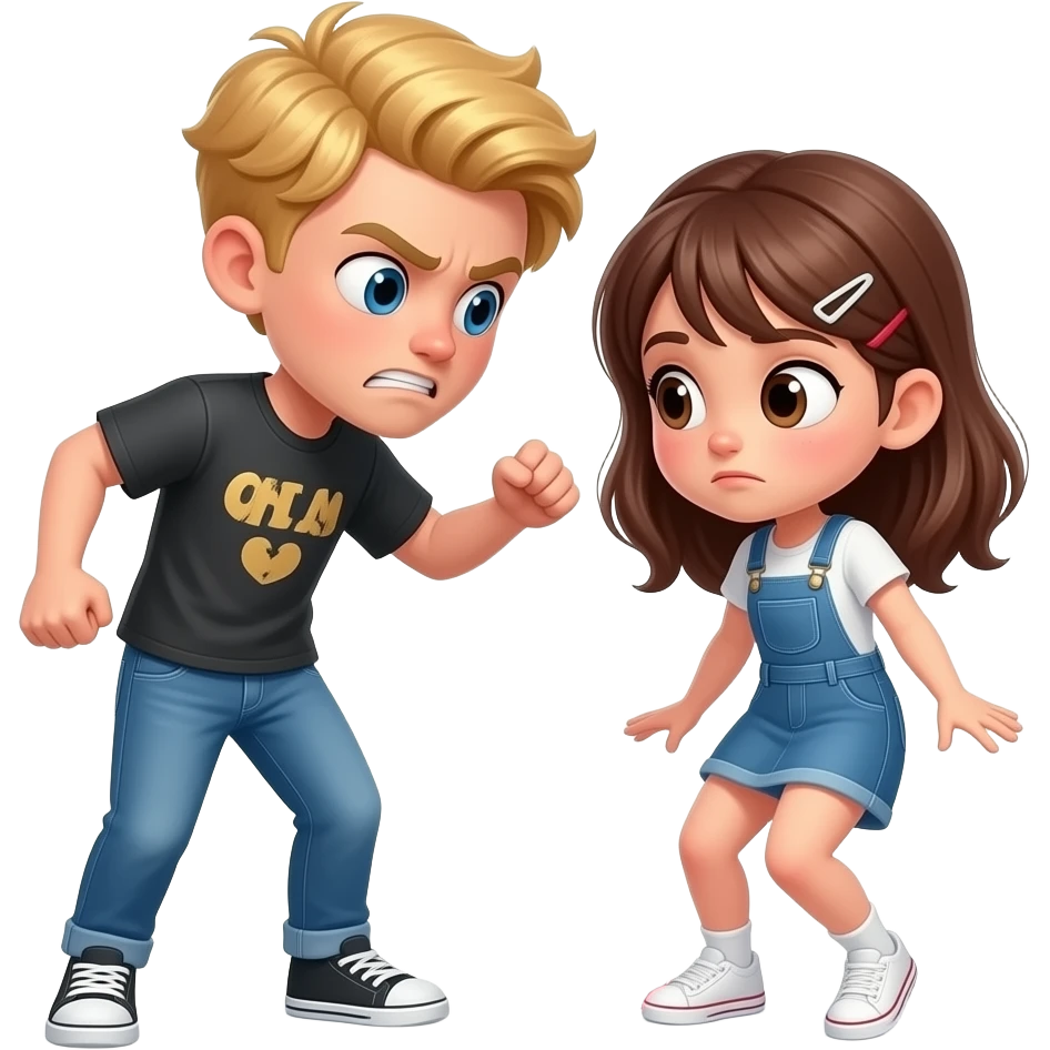 A teen boy with blonde hair bullying a teen girl who later fell in love ...