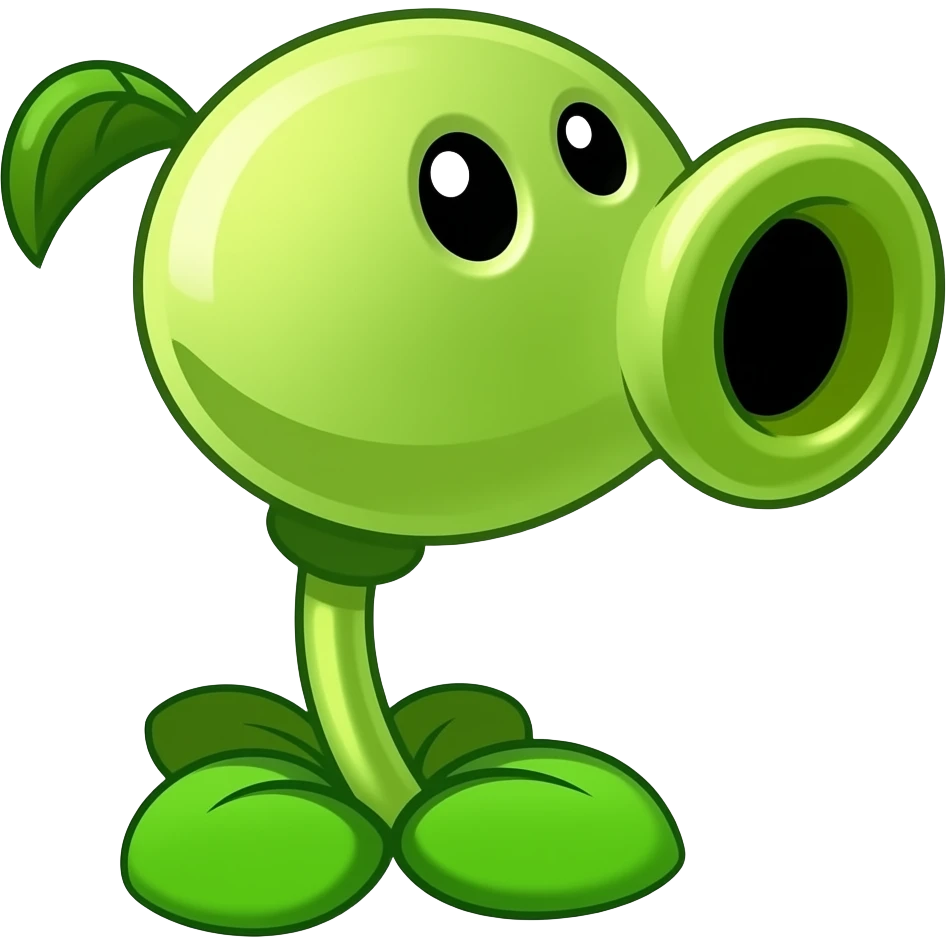Crea un lanzaguisantes de el juego plantas contra zombies 2 con cuerpo completo emoji