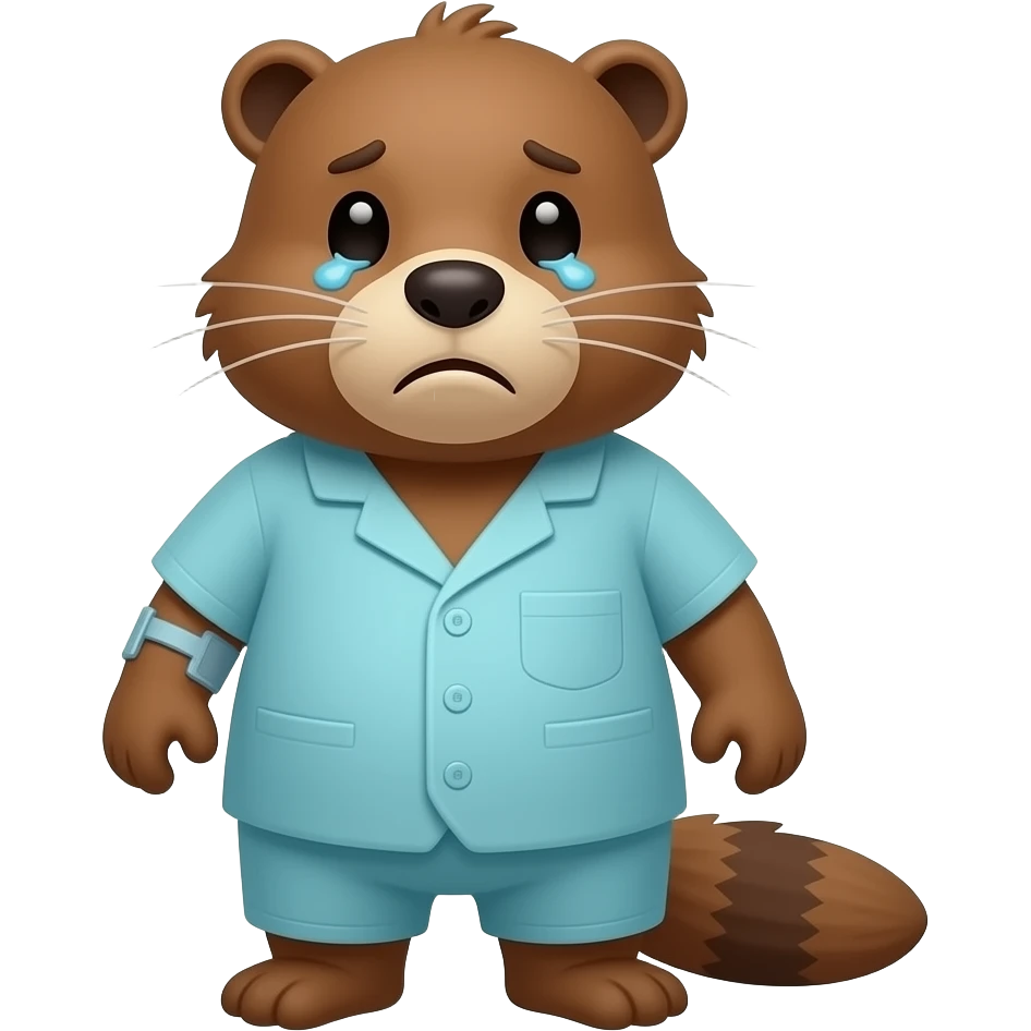 Hospitalized sad beaver emoji