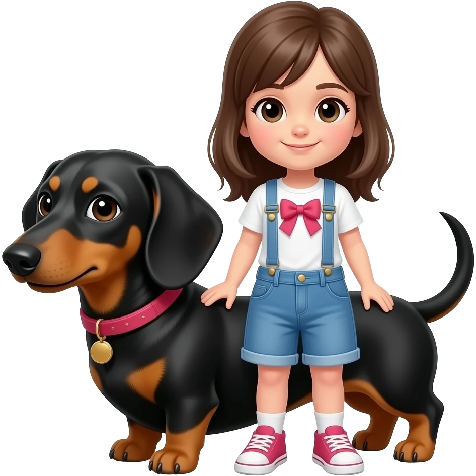 perro salchicha con niña emoji