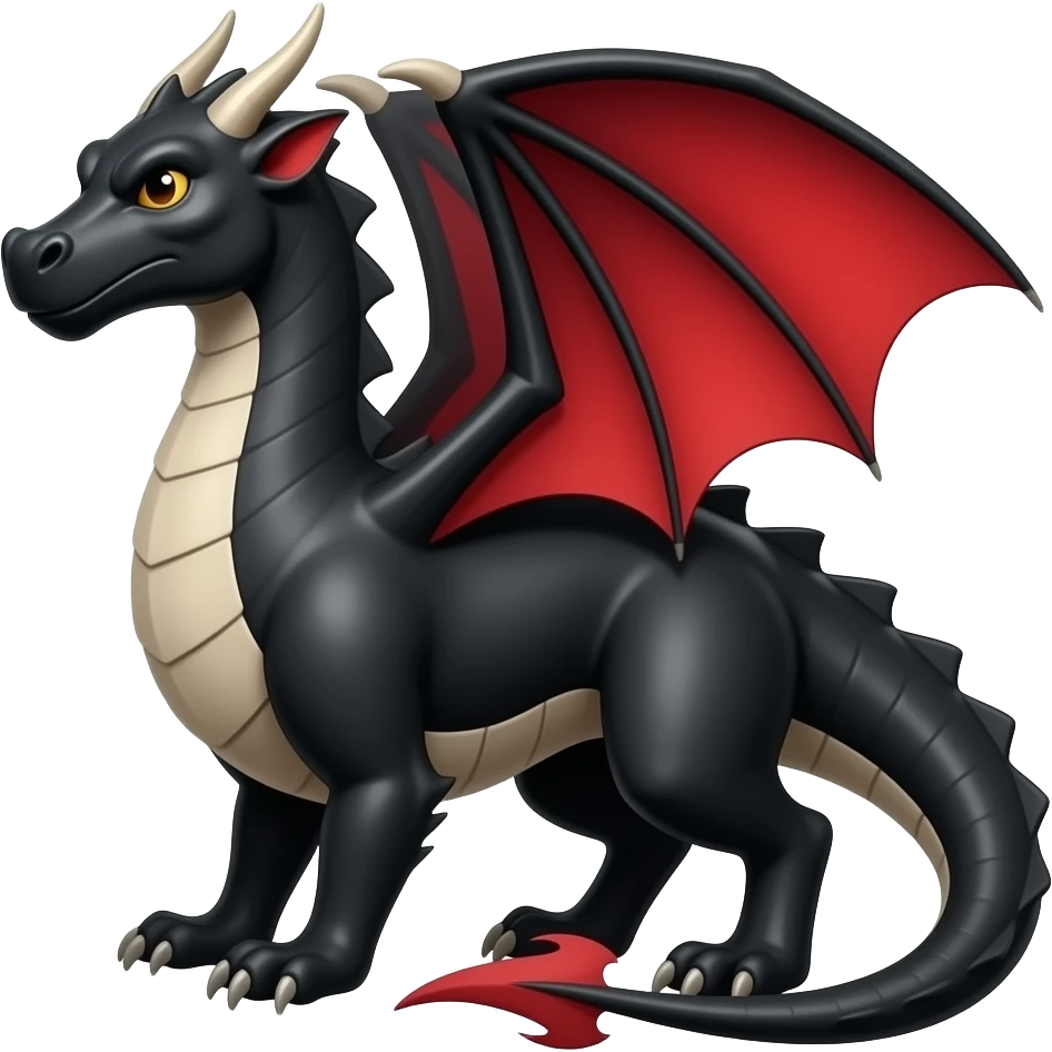 Black and red badge dragon in the middle emoji