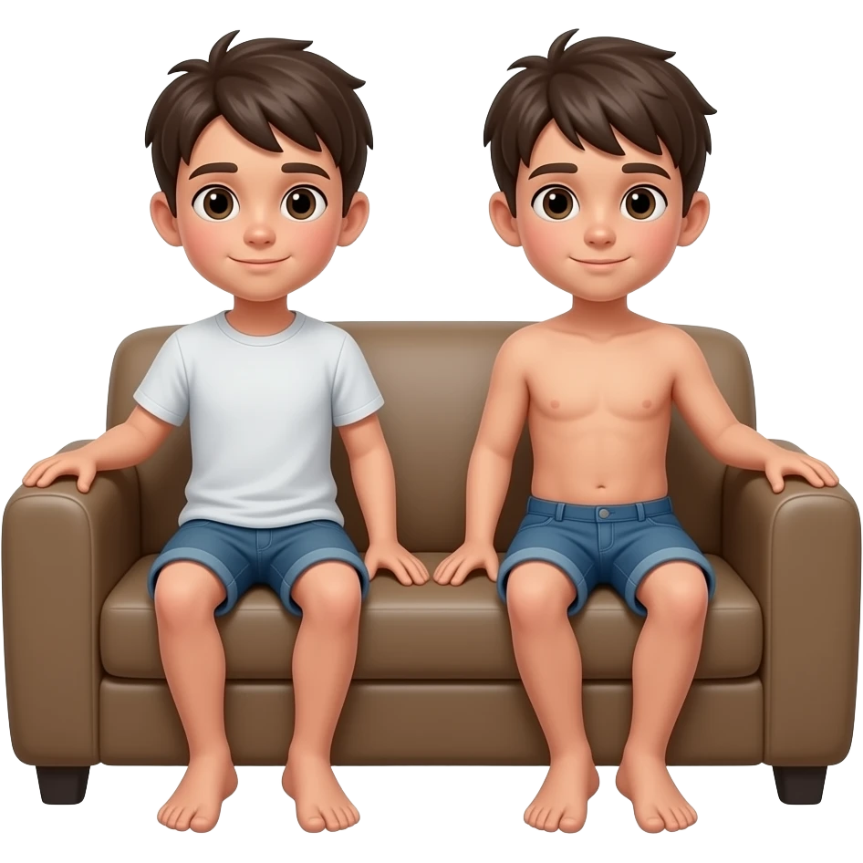 2 boys homeless sitting Sofa  complete naked butt emoji