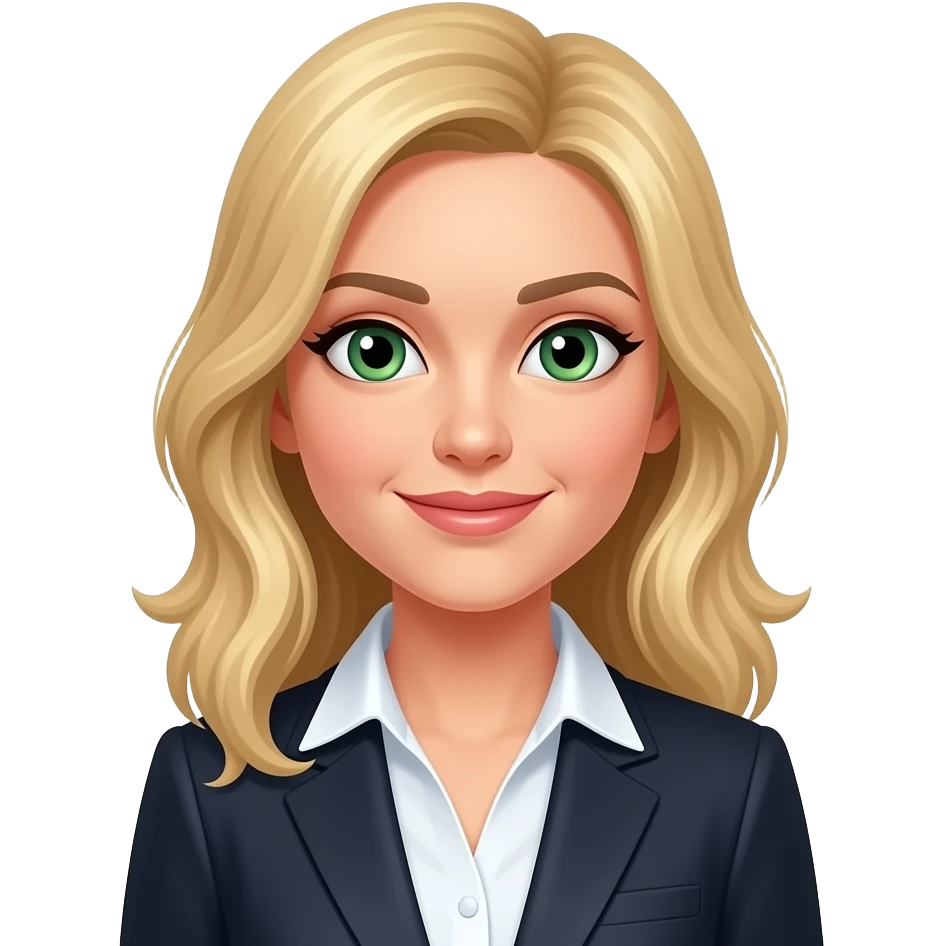управленец-девушка с зелеными глазами и русыми волосами emoji