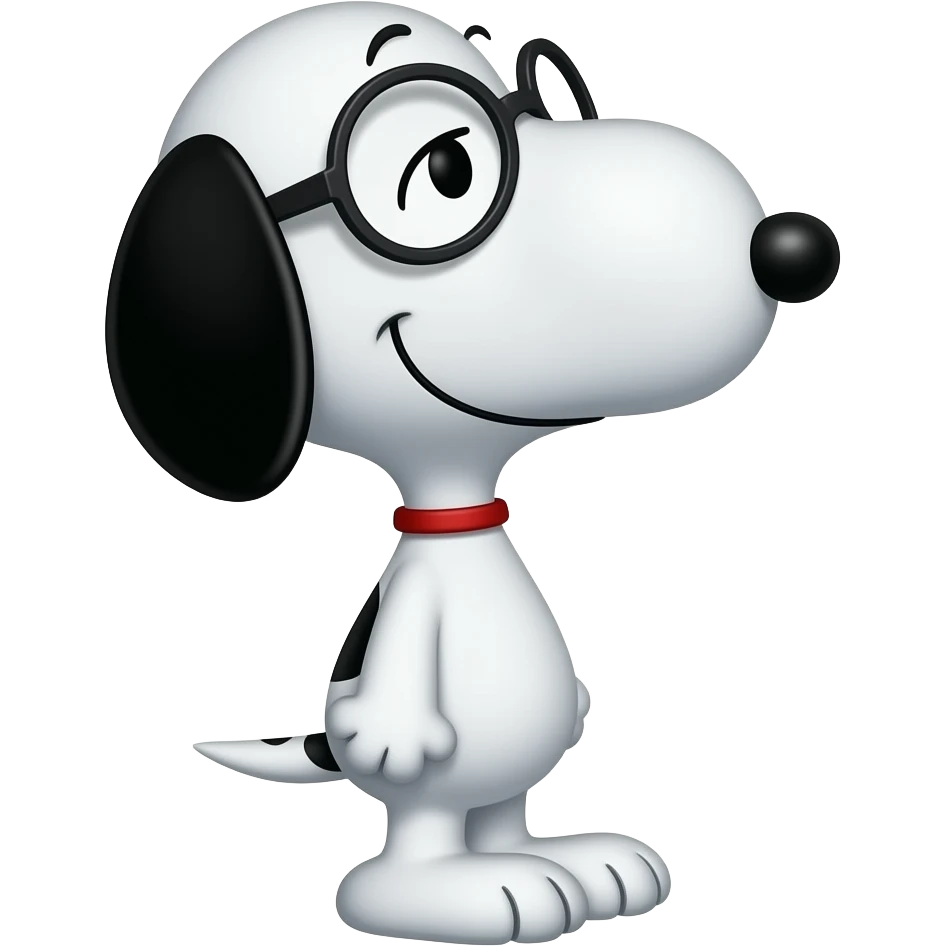 Snoopy con lentes de perfil emoji