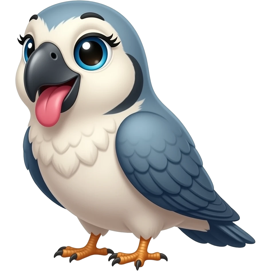 bird with its tongue out give it eyeliner emoji