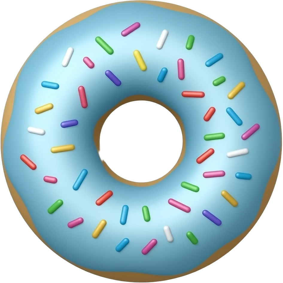 light blue donut with some sprinkles. top view emoji