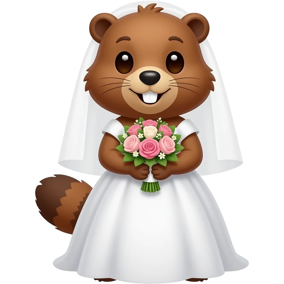 부케를 든 비버 신부 emoji