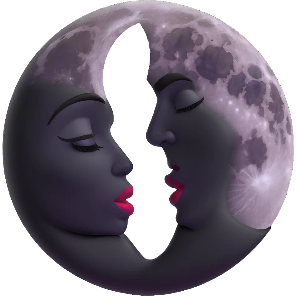 full moon kissing dark moon emoji