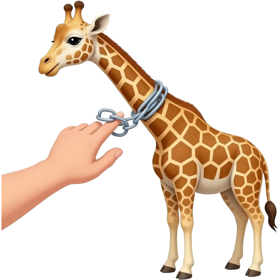 Giraffe being choked by a hand emoji