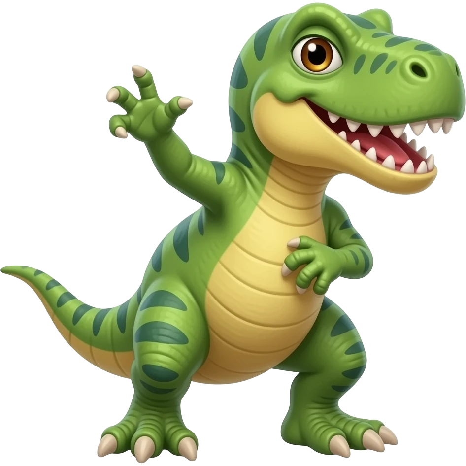 A dinosaur doing a trending funny dance emoji