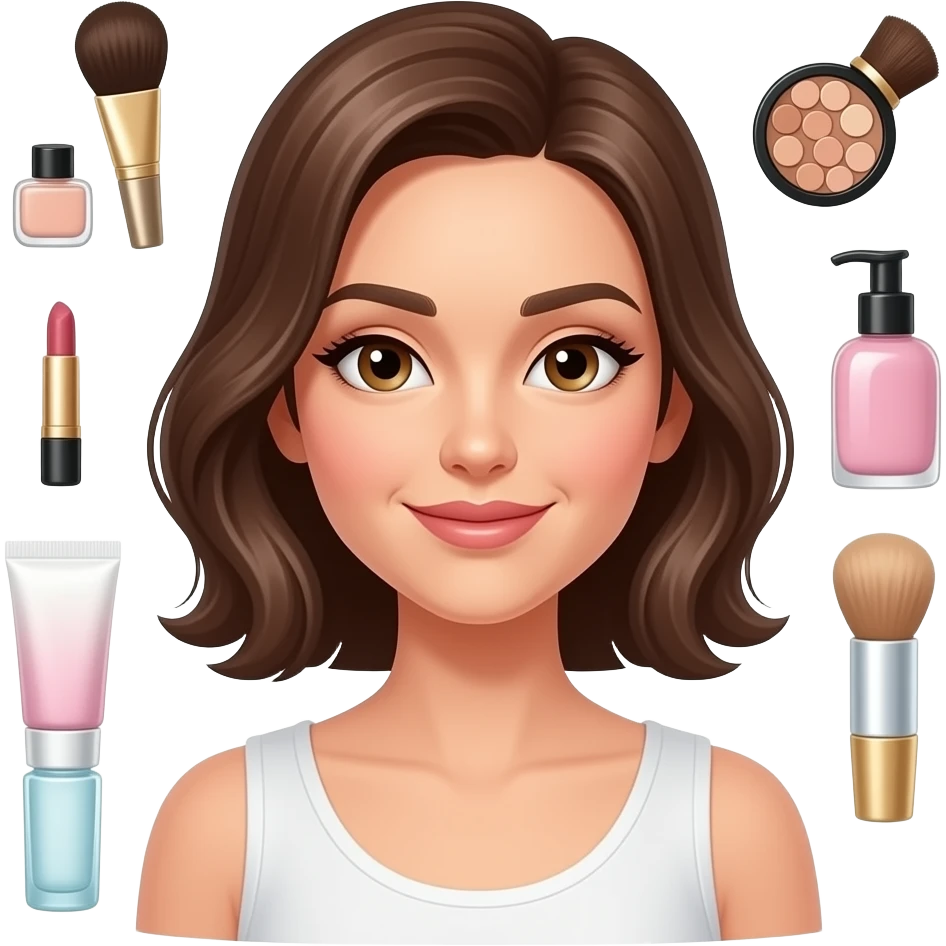 una mujer con varios productos de belleza para el cabello emoji