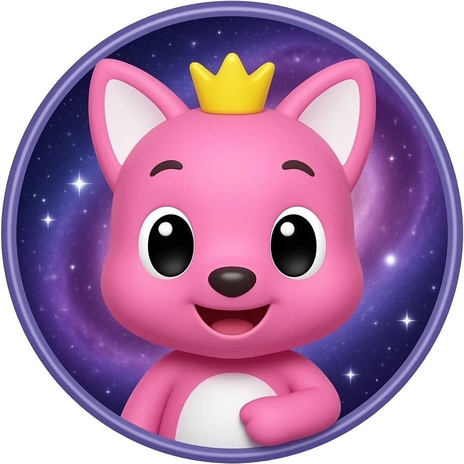 Pinkfong in galaxy texture emoji
