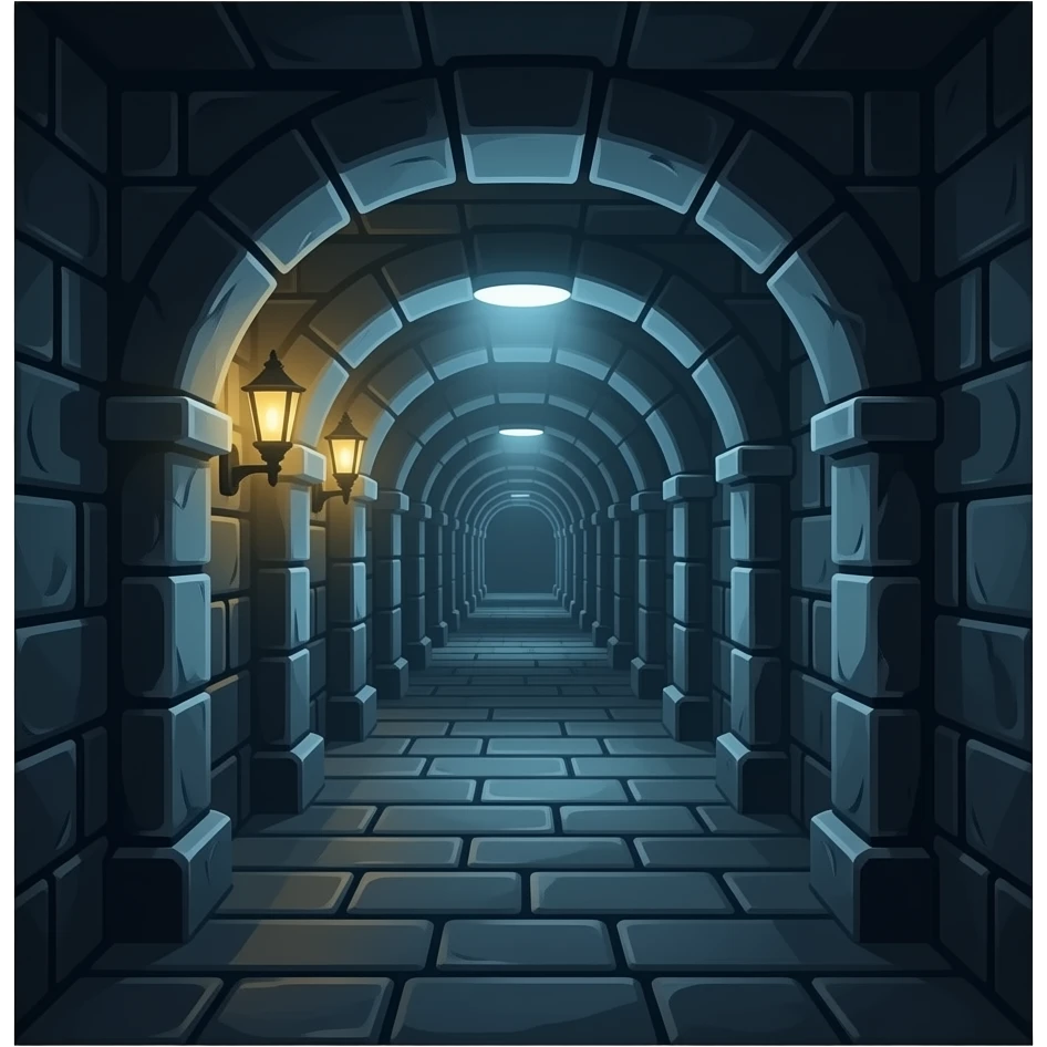 dark dungeon hallway with no border emoji