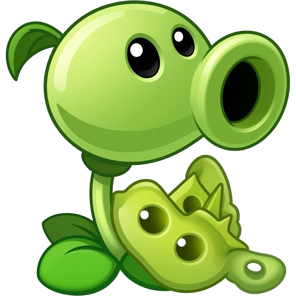 Crea un lanzaguisantes eléctrico de el juego plantas contra zombies 2 con cuerpo completo emoji
