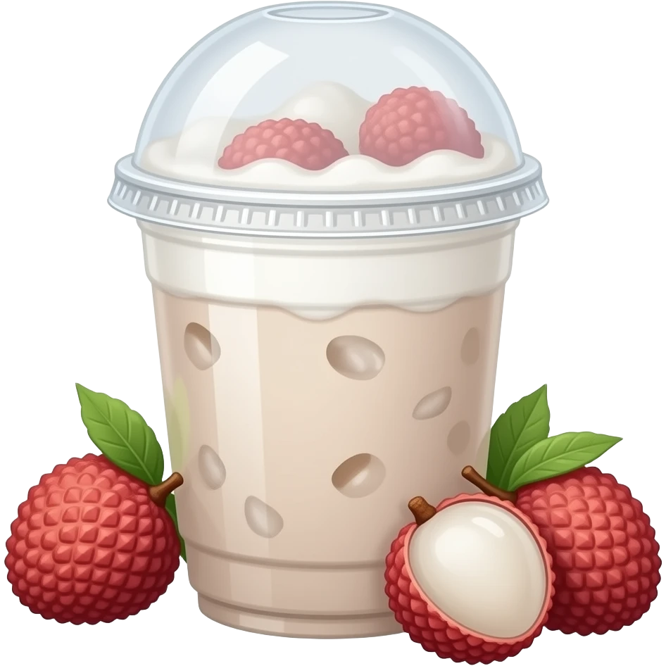 Milky lychee Ade in cafe container emoji