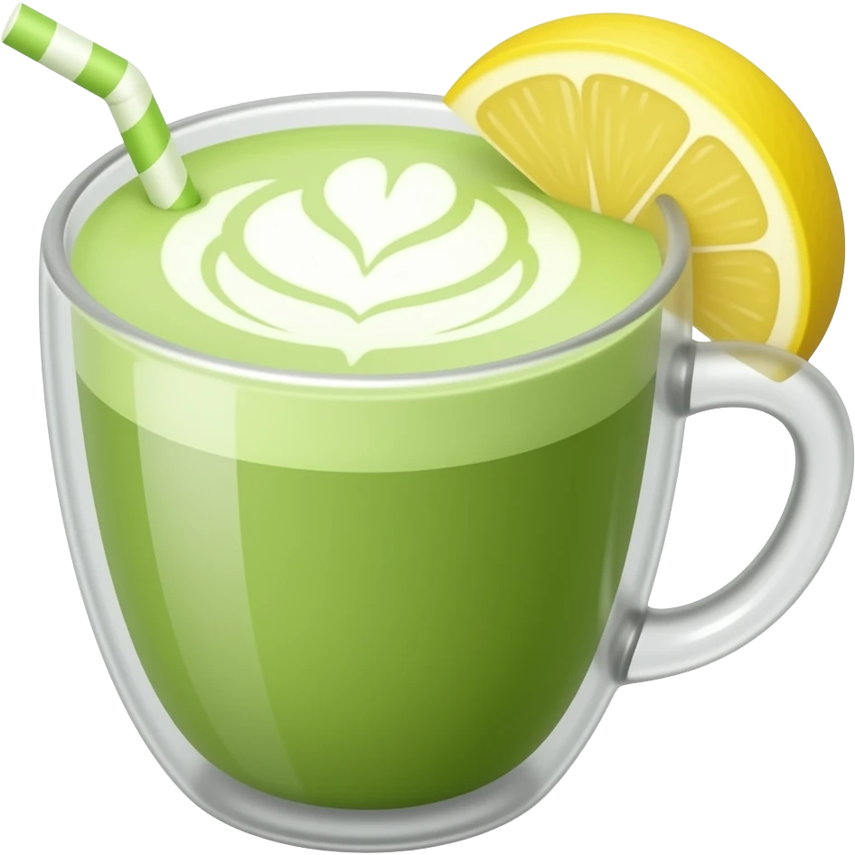 matcha latte with lemon on the top emoji